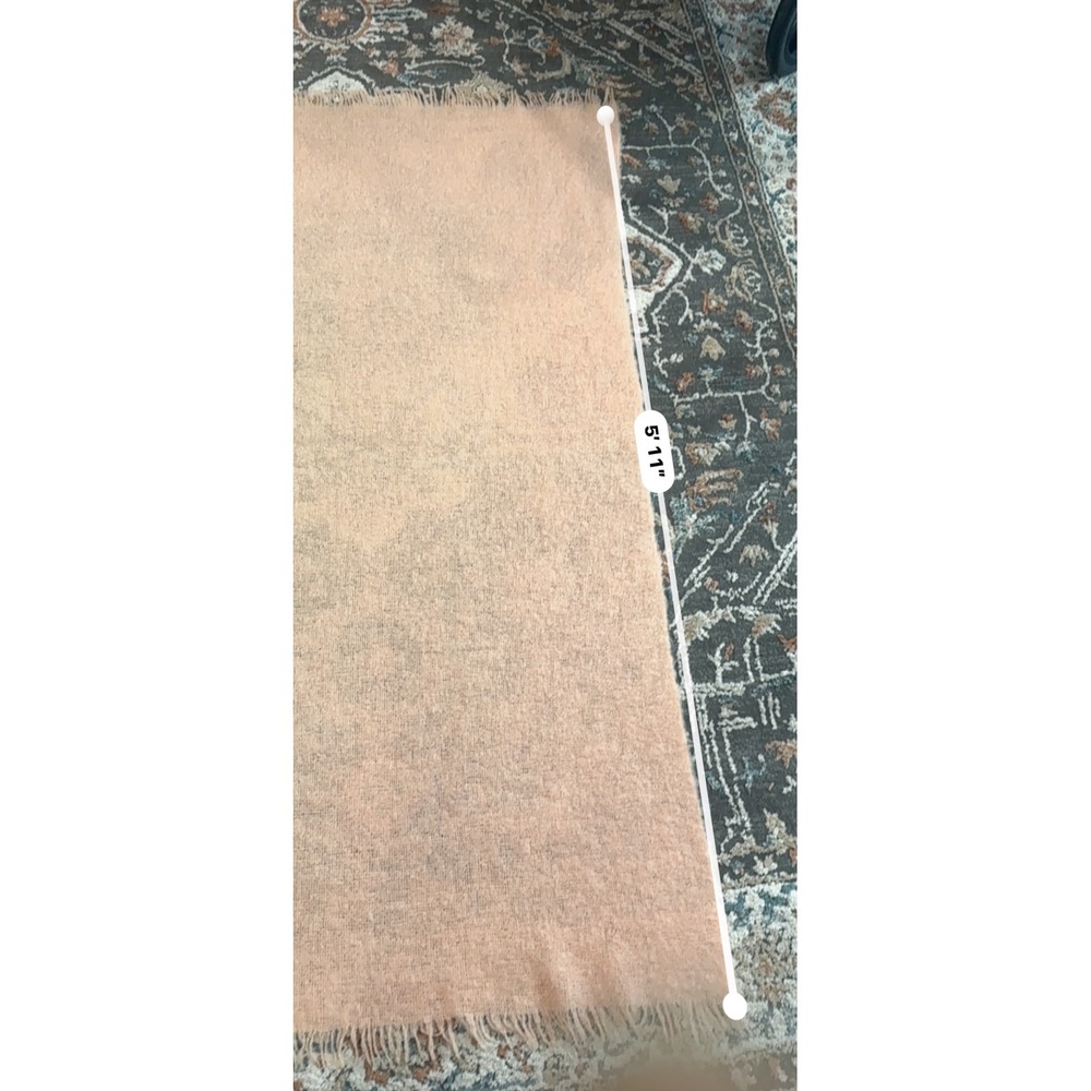 Vintage Pure New Wool Peach Pink Fringed Throw Blanket Made UK Mohair Style 4x6 - Picture 4 of 6